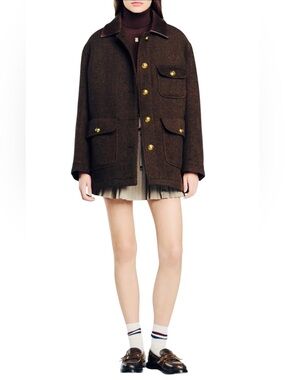 SANDRO Owen Tweed Coat (NWT).